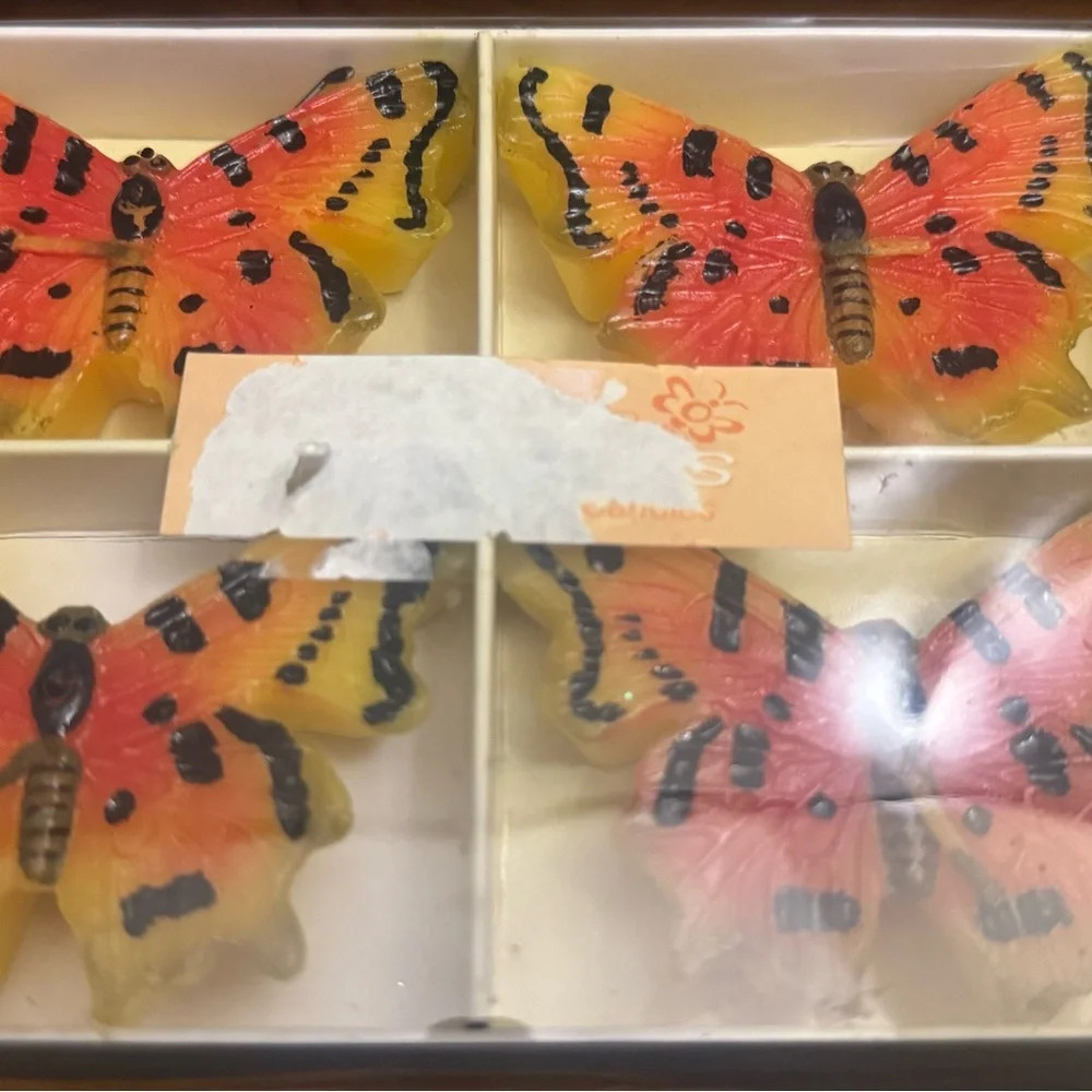 Handcrafted Orange and Yellow Butterfly Accent Set - Faux Floral Home Decor